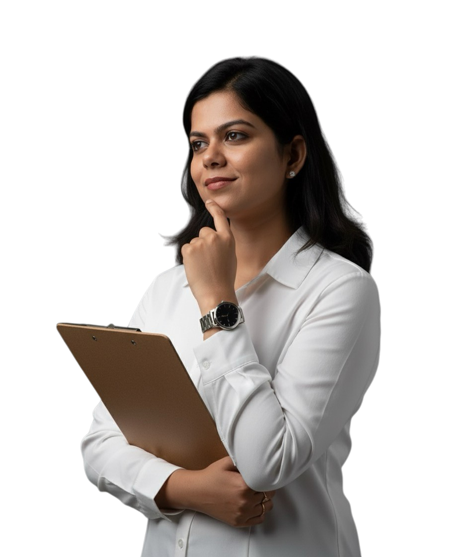 Professional woman with clipboard